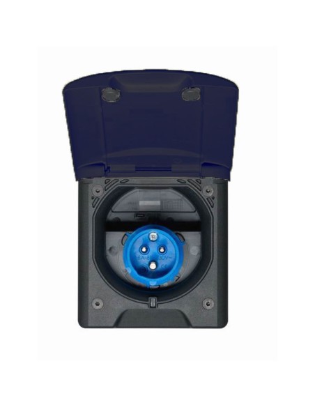 Toma Exterior Negra Tapa Magnética 220v CEE17