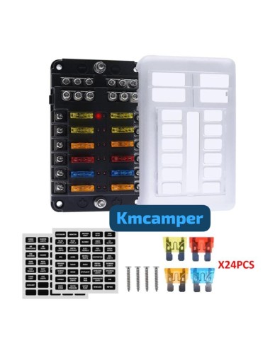 CAJA 12 FUSIBLES(POSITIVO Y NEGATIVO)