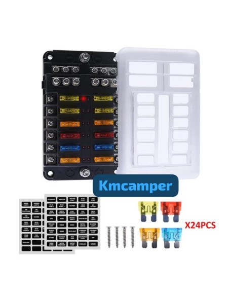 CAJA 12 FUSIBLES(POSITIVO Y NEGATIVO)