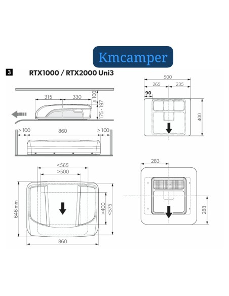 Aire acondicionado 12v dometic rtx 2000 + kit de montaje universal
