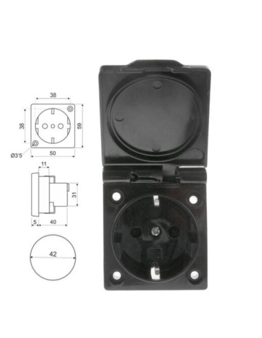 BASE ENCHUFE EMPOTRABLE IP44 CON TAPA...