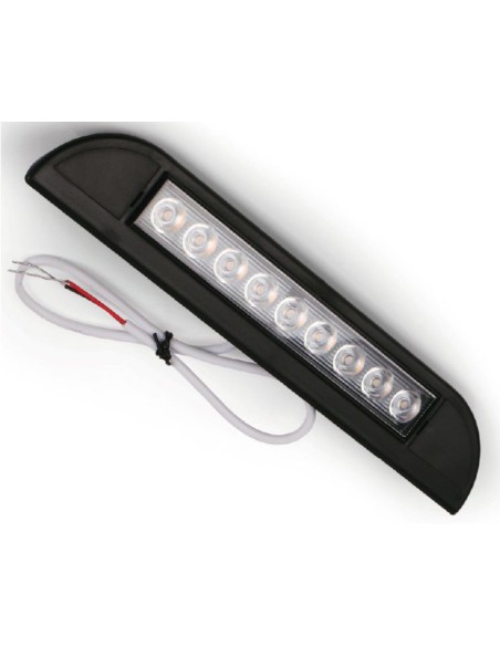 Luz exterior LED, negra, IP67, 3000K, 9 LED, longitud: 231 mm
