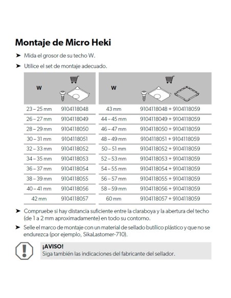 CLARABOYA MICRO HEKI 28X28 (VARIAS OPCIONES)